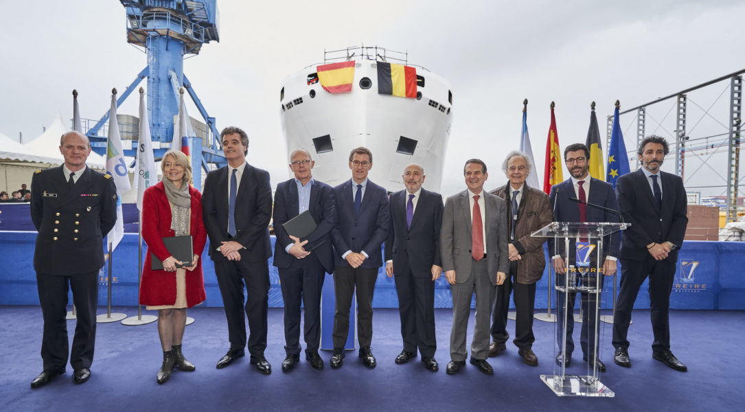 Launching of Oceanographic vessel “Belgica” at Freire shipyard in Vigo