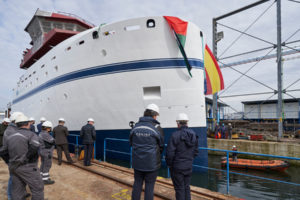 Freire realiza la botadura de un nuevo buque de investigación oceanográfica para cliente de abudabí