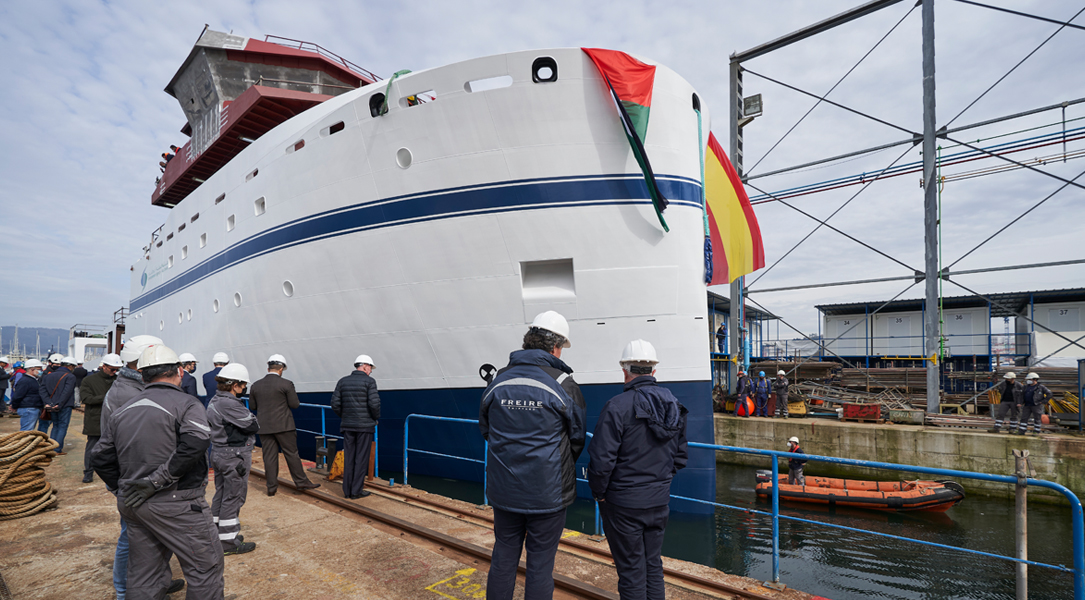 Freire realiza la botadura de un nuevo buque de investigación oceanográfica para cliente de abudabí
